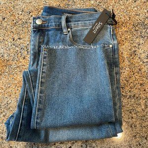 Silent New York Jeans Women 25 High Waisted Straight Leg Frayed Edge Stretch NWT